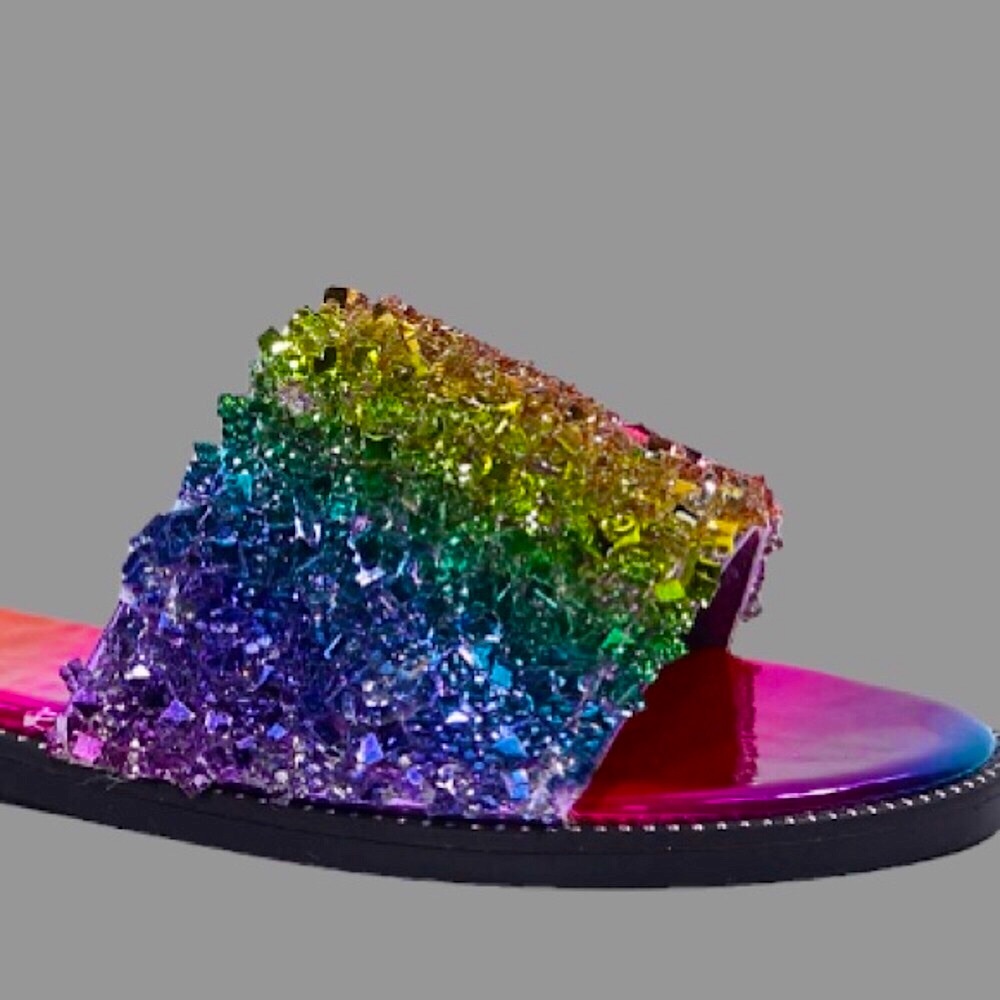🆕Color Pop Perfection Rhinestone Jeweled-Candy Slides - Picture 3 of 7